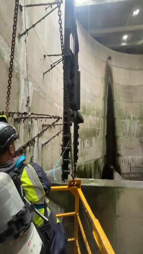 Video clip 7 of the 4.5 tonne penstock removal operation at Duncrue Street TPS, Belfast