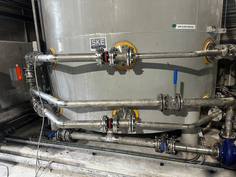Lime dosing system installation with stainless steel pipework at Drumaroad